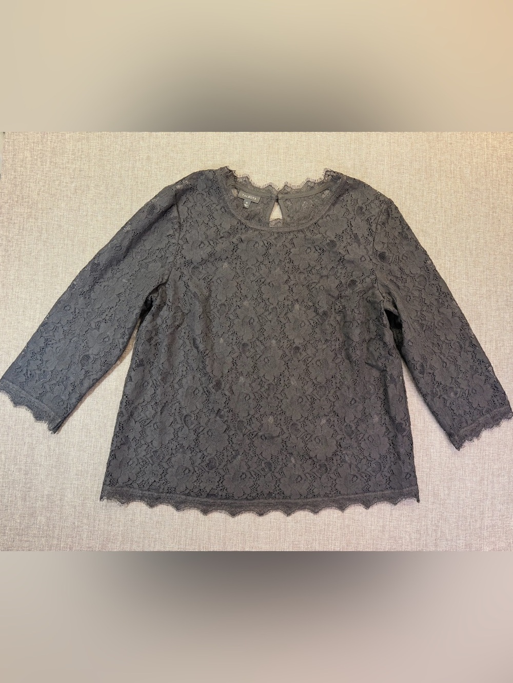 Talbots Women’s Black Lace 3/4 Sleeve Top Size 10